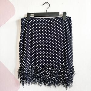 Navy Blue Polka Dot Skirt, Cottagecore,‎ Retro, French, Old Money, Medium,Modest